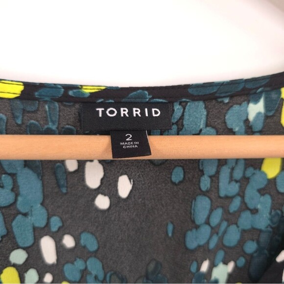 Torrid Midi Dress Flutter Sleeve Ruffles Pockets Abstract Party Wedding 2X - Picture 8 of 15